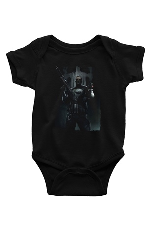 Punisher Siyah Bebek Body - Zıbın