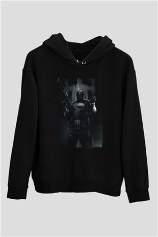 Punisher Siyah Unisex Hoodie
