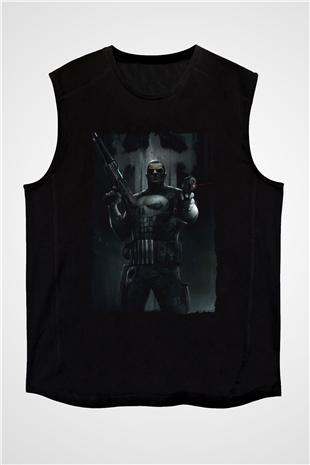 Punisher Siyah Unisex Kolsuz Tişört