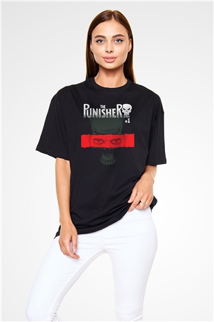 Punisher Siyah Unisex Oversize Tişört T-Shirt