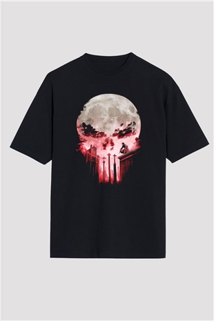 Punisher Siyah Unisex Oversize Tişört T-Shirt