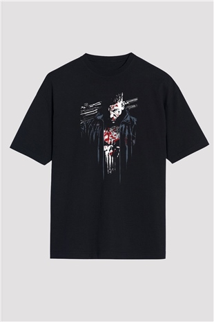 Punisher Siyah Oversize Tişört Oversize T-shirt