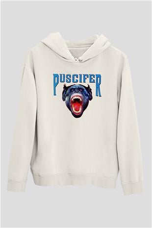 Puscifer Baskılı Beyaz Unisex Kapüşonlu Sweatshirt