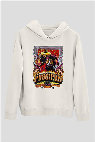 Puscifer Baskılı Beyaz Unisex Kapüşonlu Sweatshirt