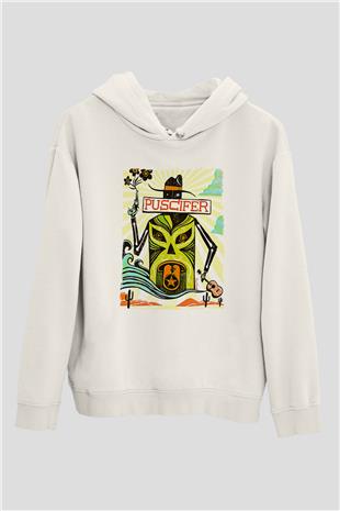 Puscifer Baskılı Beyaz Unisex Kapüşonlu Sweatshirt