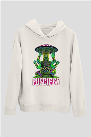 Puscifer Baskılı Beyaz Unisex Kapüşonlu Sweatshirt
