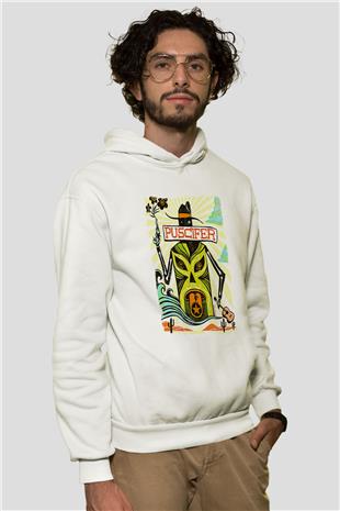 Puscifer Baskılı Beyaz Unisex Kapüşonlu Sweatshirt
