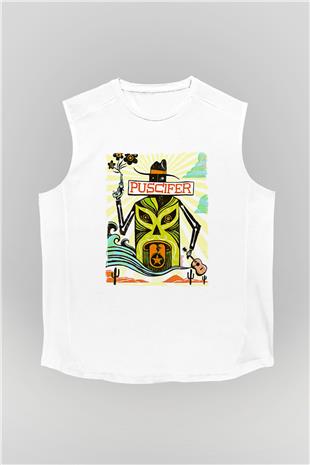 Puscifer Baskılı Beyaz Unisex Kolsuz Tişört - Tshirt