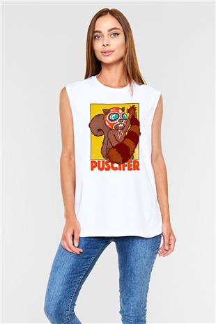 Puscifer Baskılı Beyaz Unisex Kolsuz Tişört - Tshirt