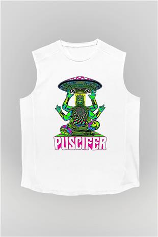 Puscifer Baskılı Beyaz Unisex Kolsuz Tişört - Tshirt