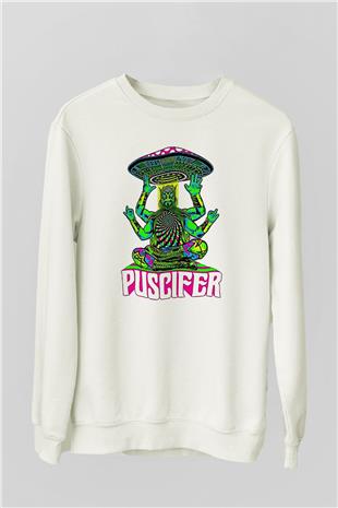 Puscifer Baskılı Beyaz Unisex Sweatshirt