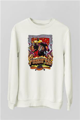 Puscifer Baskılı Beyaz Unisex Sweatshirt