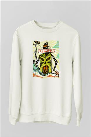 Puscifer Baskılı Beyaz Unisex Sweatshirt