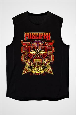 Puscifer Baskılı Unisex Siyah Kolsuz Tişört - Tshirt