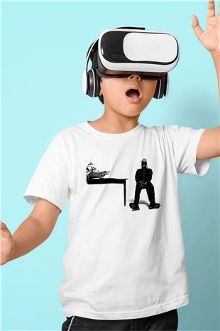 Pusha T Baskılı Beyaz Unisex Beyaz Çocuk Tişört - Tshirt
