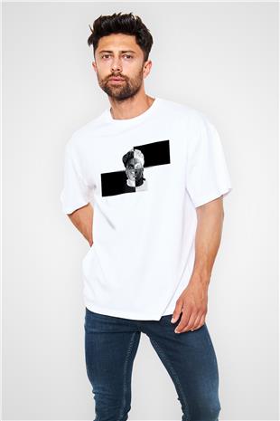 Pusha T Baskılı Beyaz Unisex Oversize Tişört - Tshirt