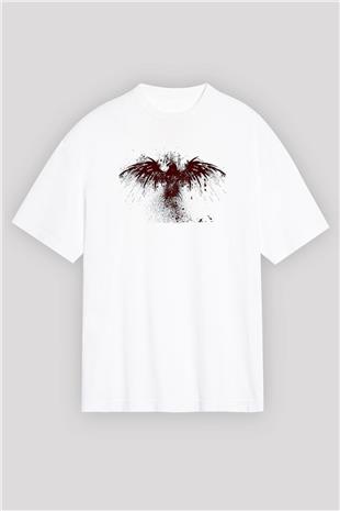 Pusha T Baskılı Beyaz Unisex Oversize Tişört - Tshirt