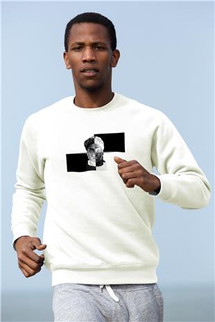 Pusha T Baskılı Beyaz Unisex Sweatshirt