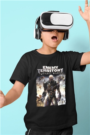 Quake Wars Siyah Unisex Çocuk Tişört