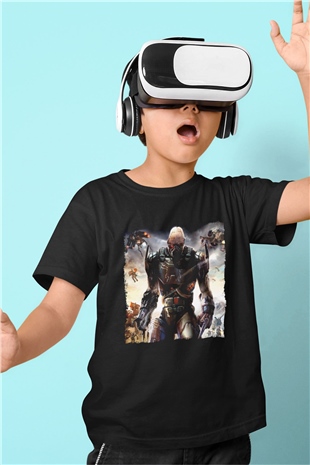 Quake Wars Siyah Unisex Çocuk Tişört