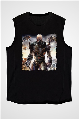 Quake Wars Siyah Unisex Kolsuz Tişört