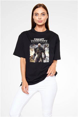Quake Wars Siyah Oversize Tişört Oversize T-shirt