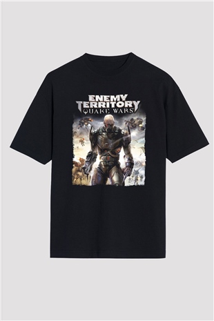 Quake Wars Siyah Oversize Tişört Oversize T-shirt