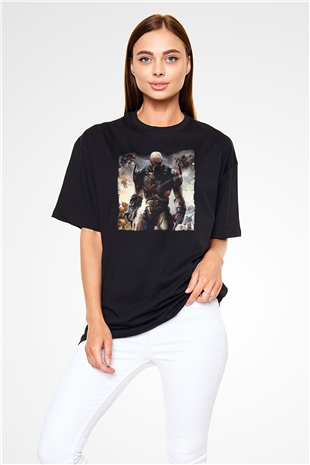 Quake Wars Siyah Oversize Tişört Oversize T-shirt