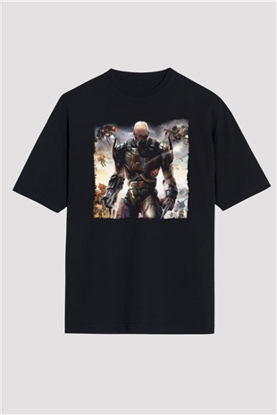Quake Wars Siyah Oversize Tişört Oversize T-shirt