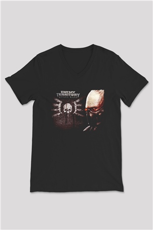 Quake Wars Siyah Unisex V Yaka Tişört