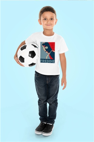 Queen Baskılı Beyaz Unisex Çocuk Tişört