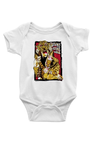 Queens of the Stone Age Baskılı Beyaz Unisex Bebek Body - Zıbın
