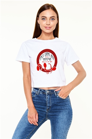 Queens of the Stone Age Beyaz Croptop Tişört
