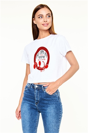 Queens of the Stone Age Beyaz Croptop Tişört