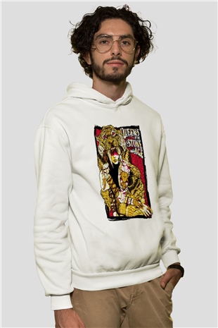 Queens of the Stone Age Beyaz Unisex Kapşonlu Sweatshirt