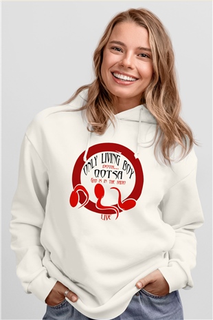 Queens of the Stone Age Beyaz Unisex Kapşonlu Sweatshirt