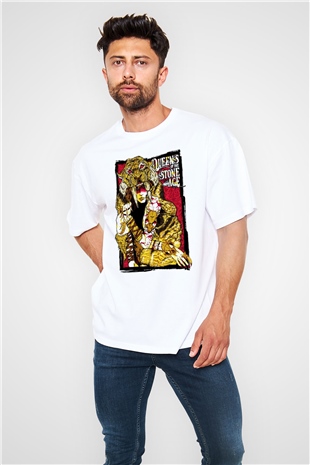 Queens of the Stone Age Beyaz Unisex Oversize Tişört T-Shirt