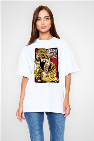 Queens of the Stone Age Beyaz Unisex Oversize Tişört T-Shirt