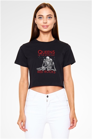 Queens of the Stone Age Siyah Crop Top Tişört