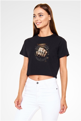 Queensryche Siyah  Crop Top Tişört