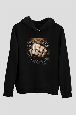 Queensryche Siyah Unisex Kapüşonlu Sweatshirt