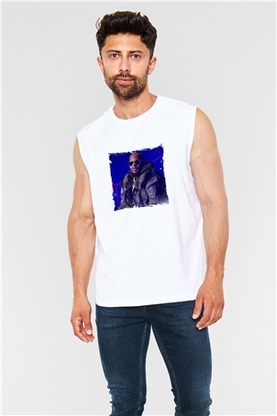 R. Kelly Baskılı Unisex Beyaz Kolsuz Tişört