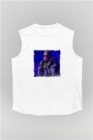 R. Kelly Baskılı Unisex Beyaz Kolsuz Tişört