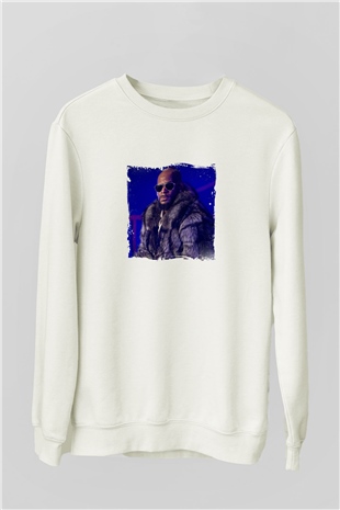 R. Kelly Baskılı Unisex Beyaz Sweatshirt