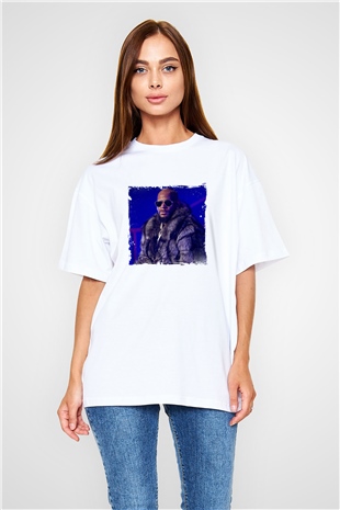 R. Kelly Baskılı Oversize Beyaz Tişört