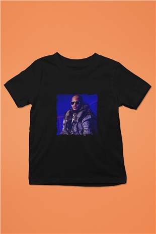 R. Kelly Baskılı Unisex Siyah Çocuk Tişört