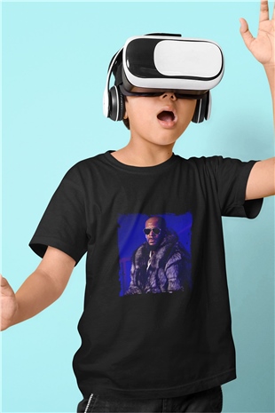 R. Kelly Baskılı Unisex Siyah Çocuk Tişört