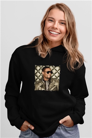 R. Kelly Baskılı Unisex Siyah Hoodie
