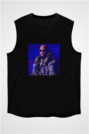 R. Kelly Baskılı Unisex Siyah Kolsuz Tişört