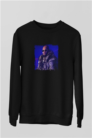 R. Kelly Baskılı Unisex Siyah Sweatshirt